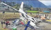  ?? REUTERS/ANG TASHI SHERPA ?? ■ The site of an airplane crash in Lukla, Nepal.