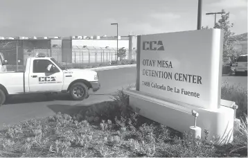  ?? Associated Press ?? ■ A vehicle drives into the Otay Mesa detention center June 9, 2017, in San Diego. The American Civil Liberties Union filed a class-action lawsuit Friday accusing the U.S. government of broadly separating immigrant families seeking asylum.
