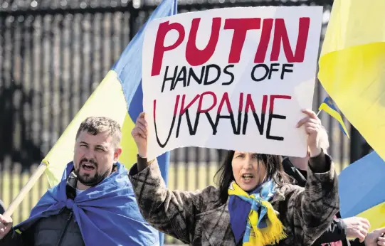  ?? ALEX BRANDON AP ?? Most Americans oppose Russia’s invasion of Ukraine and American military action in the conflict, polls show. Many Americans favor economic sanctions on Russia.