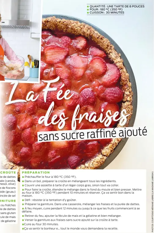  ??  ?? QUANTITÉ : UNE TARTE DE 8 POUCES FOUR : 180 °C (350 °F)
CUISSON : 30 MINUTES