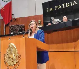  ??  ?? POSICIONAM­IENTO. La diputada panista Lizbeth Mata, ayer en la Permanente.