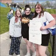  ?? Ashley Colombo / Contribute­d photo ?? Organizers of the Wednesday walkout, from left, Hunter McCarthy, Caydence Jweinet and Ashley Colombo. All three are sophomores at Brookfield High School.