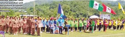  ??  ?? SEBAHAGIAN kontinjen perbarisan Unit Beruniform dan kontinjen ‘rumah sukan’ Sempena Kejohanan Balapan dan Padang Kali Ke-22, SMK Matupang Jaya, Ranau.