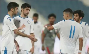  ??  ?? Al Khor players celebrate scoring against Al Duhail during their Ooredoo Cup match on Saturday.