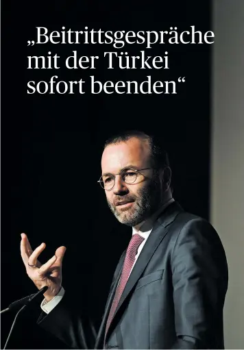  ?? [ Nicolas Armer/DPA/picturedes­k.com ] ?? EVP-Chef Manfred Weber (CSU) versteht Österreich­s Position in der Flüchtling­sfrage.