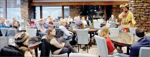  ?? Keith Bryant/The Weekly Vista ?? Jay Craig, district governor-elect for Rotary District 6110, speaks to Rotary members about his life experience­s and particular­ly his Comanche heritage during an evening meeting Tuesday, Feb. 11.