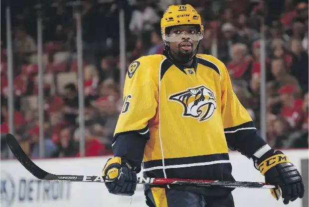  ?? GREGORY SHAMUS / GETTY IMAGES ?? Nashville Predators defenceman P.K. Subban has three goals and eight points in 14 games so far this season.
