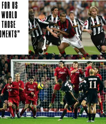  ??  ?? Clockwise from top left
Powering past Chile en route to the France 98 final; Rivaldo struggled to settle in Italy; before briefly silencing Anfield in an Olympiacos shirt