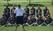  ?? JEREMY LONG — MEDIANEWS GROUP ?? Campers respond “Yes, sir!” after Reading Police Department Sgt. Eric Driesbach asked them if they understood how to properly stand at attention at Pennsylvan­ia State Police’s Reading station at Camp Manatawny in Earl Township. They were in the first day of Camp Cadet, sponsored by the Pennsylvan­ia State Police station in Reading.