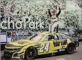  ?? AP PHOTO/DARREN ABATE ?? William Byron celebrates after winning a NASCAR Cup Series auto race Sunday, March 24, 2024, at Circuit of the Americas in Austin, Texas.