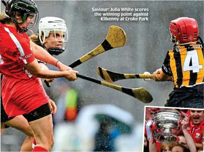  ??  ?? Saviour: Julia White scores the winning point against Kilkenny at Croke Park