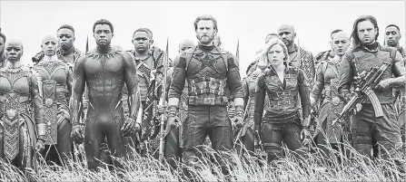  ?? CHUCK ZLOTNICK MARVEL STUDIOS ?? Returnees for “Avengers: Infinity War” include Okoye (Danai Gurira), Black Panther (Chadwick Boseman), Steve Rogers (Chris Evans), Black Widow (Scarlet Johansson) and the former Winter Soldier (Sebastian Stan).