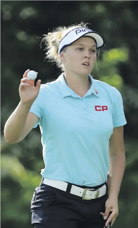  ?? HUNTER MARTIN/GETTY IMAGES ?? Brooke Henderson says she tends to play better on tougher courses, and this year’s U.S. Women’s Open venue, Shoal Creek Golf and Country Club in Birmingham, Ala., certainly qualifies.