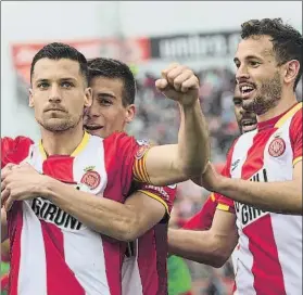  ?? FOTO: PUNTÍ ?? Los jugadores del Girona, celebrando un gol. Hoy necesitan el aliento de Montilivi