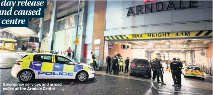  ??  ?? Emergency services and armed police at the Arndale Centre