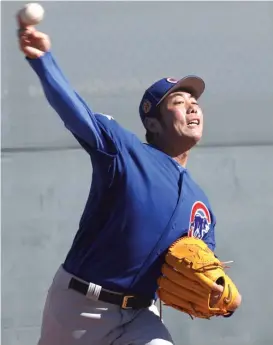  ??  ?? Reliever Koji Uehara, 41, who signed a one- year, $ 6 million contract with the Cubs this offseason, believes he can pitch two more years.
| MORRY GASH/ AP