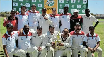  ?? SUPPLIED Picture: ?? ON THE UP: Cricketers from Ndlambe and Makana who make up the victorious EP Grahamstow­n Rural cricket team enjoy the post-match trophy celebratio­ns after beating Boland by 7 runs in the final of Cricket South Africa’s Rural Cricket Week in the Boland region.