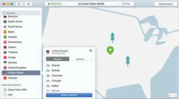  ??  ?? NORDVPN for Mac with an active connection.