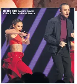  ??  ?? BY HIS SIDE Backing dancer Chloe & Liam at Global Awards