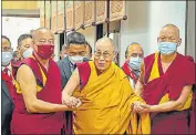 ?? PTI ?? Tibetan spiritual leader the Dalai Lama arrives to inaugurate a museum on his 87th birthday in Dharamshal­a on Wednesday.