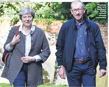  ?? Pictures: ANDREW PARSONS / i-IMAGES ?? Theresa May and husband Philip attend church yesterday