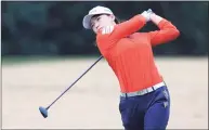  ?? Elizabeth Conley / Houston Chronicle ?? Hinako Shibuno watches her shot during Round 2 of the 75th annual U.S. Women’s Open in Houston on Friday.