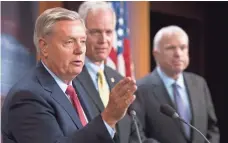  ?? CLIFF OWEN, AP ?? Republican Sens. Lindsey Graham, from left, Ron Johnson and John McCain announced Thursday that they would not support a “skinny repeal” bill without certain assurances.