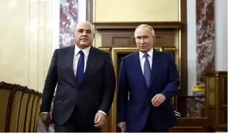  ?? ?? Russian President Vladimir Putin and Russian Prime Minister Mikhail Mishustin.