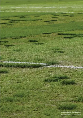  ?? FOTO: IMAGO ?? Viel Stückwerk: Der Rasen im Borussia-Park.