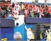  ?? JOE SCARNICI GETTY IMAGES ?? 49ers QB Jimmy Garoppolo waves to S.F. fans before last week’s game against the Rams at SoFi Stadium.