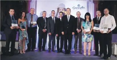  ??  ?? Winners of the fourth edition of the GreenPak local council awards. From left: Mosta deputy mayor Ivan Bartolo; urrieq executive secretary Josanne Cilia Munford; Qrendi mayor David Schembri; GreenPak Coop secretary Edward von Brockdorff; GreenPak CEO...