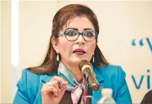  ??  ?? La diputada por el partido Nueva Alianza María Eugenia Ocampo Bedolla sostuvo que ningún plantel académico debe utilizarse con fines proselitis­tas.