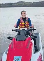  ?? ?? Rosemary unleashes her inner James Bond with a jet ski ride.