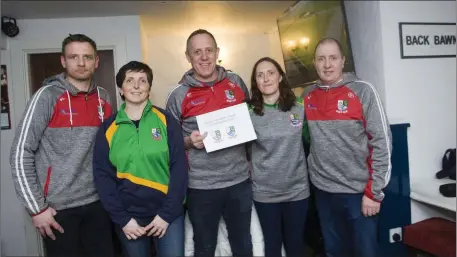  ??  ?? Padraig Lancaster, Loretta Mutton, Paul Lancaster, Dawn Byrne and Eugena Canna at the launch of the Knockanann­a GAA and Camogie clubs’ developmen­t plan in O’Keeffe’s last weekend.