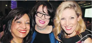  ??  ?? Scotiabank’s Nilusha Alibhai and Lesley Tayles with B.C.’s new lieutenant­governor, Janet Austin.