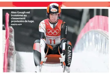  ?? PHOTO AFP ?? Alex Gough est troisième au classement provisoire de luge.