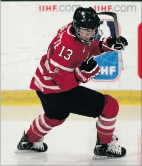  ?? Reuters ?? Caroline Ouellette of Canada reacts after scoring a goal during first period action in the semifinal game against Finland at the IIHF Women’s World Championsh­ip
in Burlington, Vt., on Friday. Canada beat Finland 5-1.