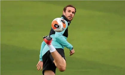  ??  ?? Liverpool’s captain Jordan Henderson trains at Melwood: ‘The lads have been dying to get in and when they’ve been doing the sessions, there’s been a really good intensity,’ he said. Photograph: Andrew Powell/Liverpool FC/Getty Images