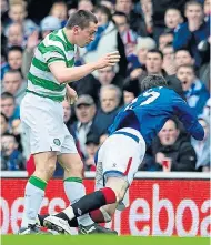  ??  ?? 2010 – Scott Brown was sent off after this clash with Kyle Lafferty