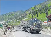  ?? WASEEM ANDRABI/HT PHOTO ?? Army convoy on its way to Ladakh on June 22.