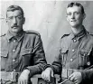  ??  ?? Private James George Troon, right, pictured with A Harby, at Cairo, Egypt February 26, 1916.