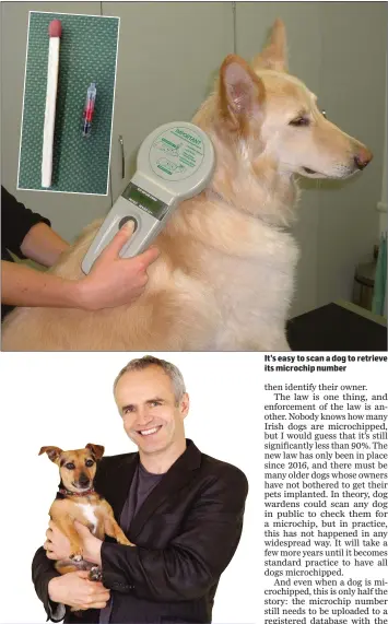  ??  ?? It’s easy to scan a dog to retrieve its microchip number