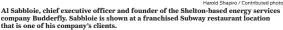  ?? Harold Shapiro / Contribute­d photo ?? Al Sabbloie, chief executive officer and founder of the Shelton-based energy services company Budderfly. Sabbloie is shown at a franchised Subway restaurant location that is one of his company’s clients.