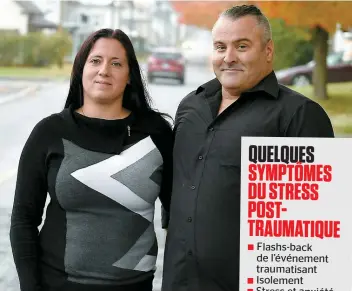  ??  ?? Kareen Lapointe et Patrick Forgues n’hésitent pas à communique­r avec les camionneur­s impliqués dans des tragédies routières afin de les inciter à aller chercher de l’aide.