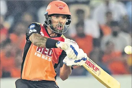  ?? PTI PHOTO ?? Sunrisers Hyderabad opening batsman Shikhar Dhawan scored his 29th fifty in Indian Premier League on Monday.