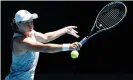  ?? Getty Images ?? Ash Barty worked on her trademark backhand slice at Rod Laver Arena on Wednesday. Photograph: Darrian Traynor/