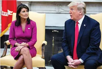  ?? ?? Nikki Haley y Donald Trump, en la Casa Blanca en 2018.