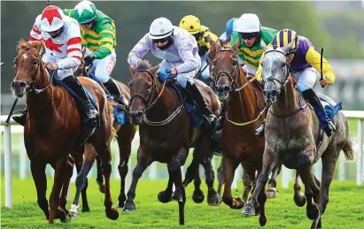  ??  ?? Flying finish: Finian Maguire and Princess Zoe (far right) land the Connacht Hotel Handicap