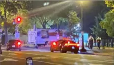  ?? Benjamin Berger via AP at a ?? A box truck is seen after it crashed into a security barrier park across from the White House on Monday night.