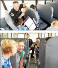  ?? PETE BANNAN — DIGITAL FIRST MEDIA ?? West Whiteland Police Detective Jeff McCloskey rode the school bus to Mary C. Howse Elementary Wednesday to speak to the children about school bus safety as part of Operation “Safe Stop.”